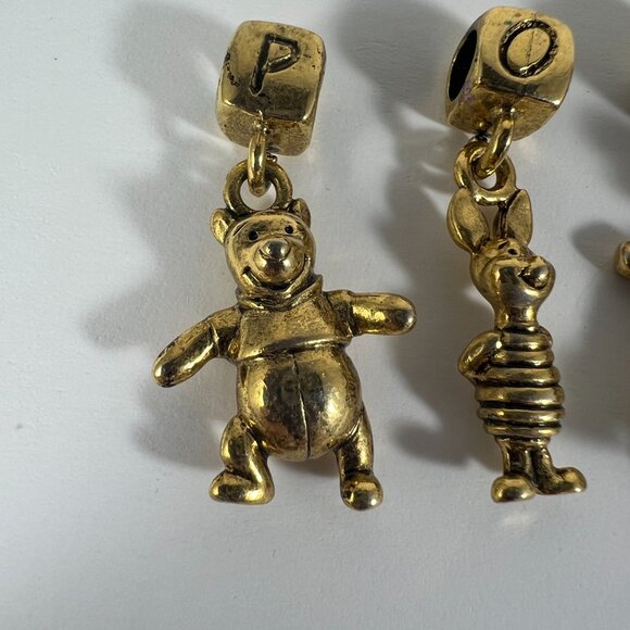Winnie The Pooh Gold-Tone Charms Set Of 4 Featuring Pooh Piglet Tigger & Rabbit - Picture 2 of 4